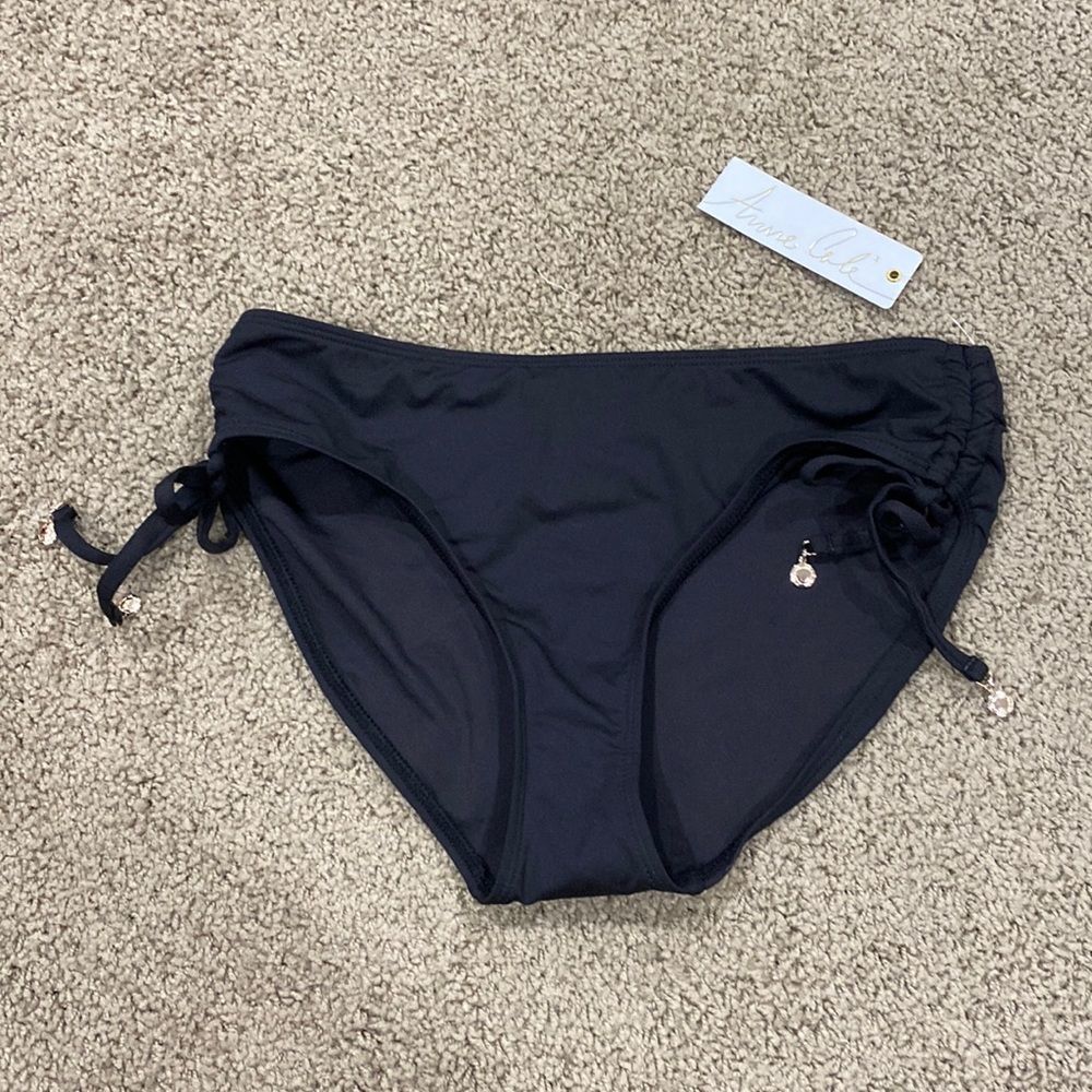 Anne Cole Side Tie Bikini Bottoms Black Size Large